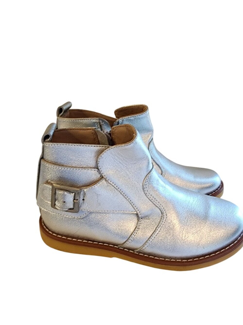 Elephantito Metallic Silver Ankle Boots Girls Size 13